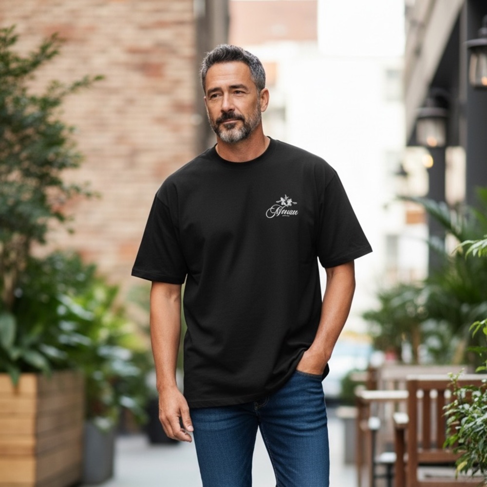 Mani Black Short Sleeve‎ Tee with White Logo